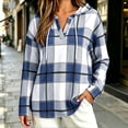 thumbnail image 6 of Hoodie for Women Long Sleeve Plaid Fall Winter Casual Sweatshirt Mid Length Drawstring Detail Relaxed Fit Stylish Everyday Sweatshirts, 6 of 9