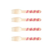 Perfect Stix-Sucre Shop Happy Bday Pink-20 Wooden Cutlery forks with Happy Birthday Print (Pack of 20)
