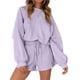 thumbnail image 1 of Conjuntos de Dos Piezas para Mujer, Otoño 2025, con Mangas Murciélago Extragrandes, Top y Pantalones Cortos Informales, Chándal. Púrpura S, 1 of 10