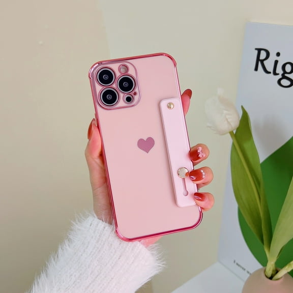 Allytech Case for iPhone 11 Pro,With Adjustable Wristband Kickstand,Soft TPU Gold Plated Striped Bumper  Slim Thin Cover Anti-Scratch Shockproof Protective Case for iPhone 11 Pro,Pink