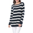 thumbnail image 5 of Unique Bargains Women's Striped Round Neck Drop Shoulder Loose Sweater, 5 of 7