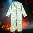 thumbnail image 2 of HAYIMI Kids Halloween Girls Spring Autumn Pajama Set Casual Home Wear Long Sleeve Lapel Button Shirts Blouse Tops With Pants Homewear, 16 Years, 2 of 4