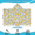 thumbnail image 2 of Yellow Lemon Fruit Leaves Blue Pattern Hooded Bath Towel，60"x35" for Ages 3 To 12 Kids, Quick Dry Lightweight Soft Microfiber Hood Beach Towel Cover Up for Kids, 2 of 7