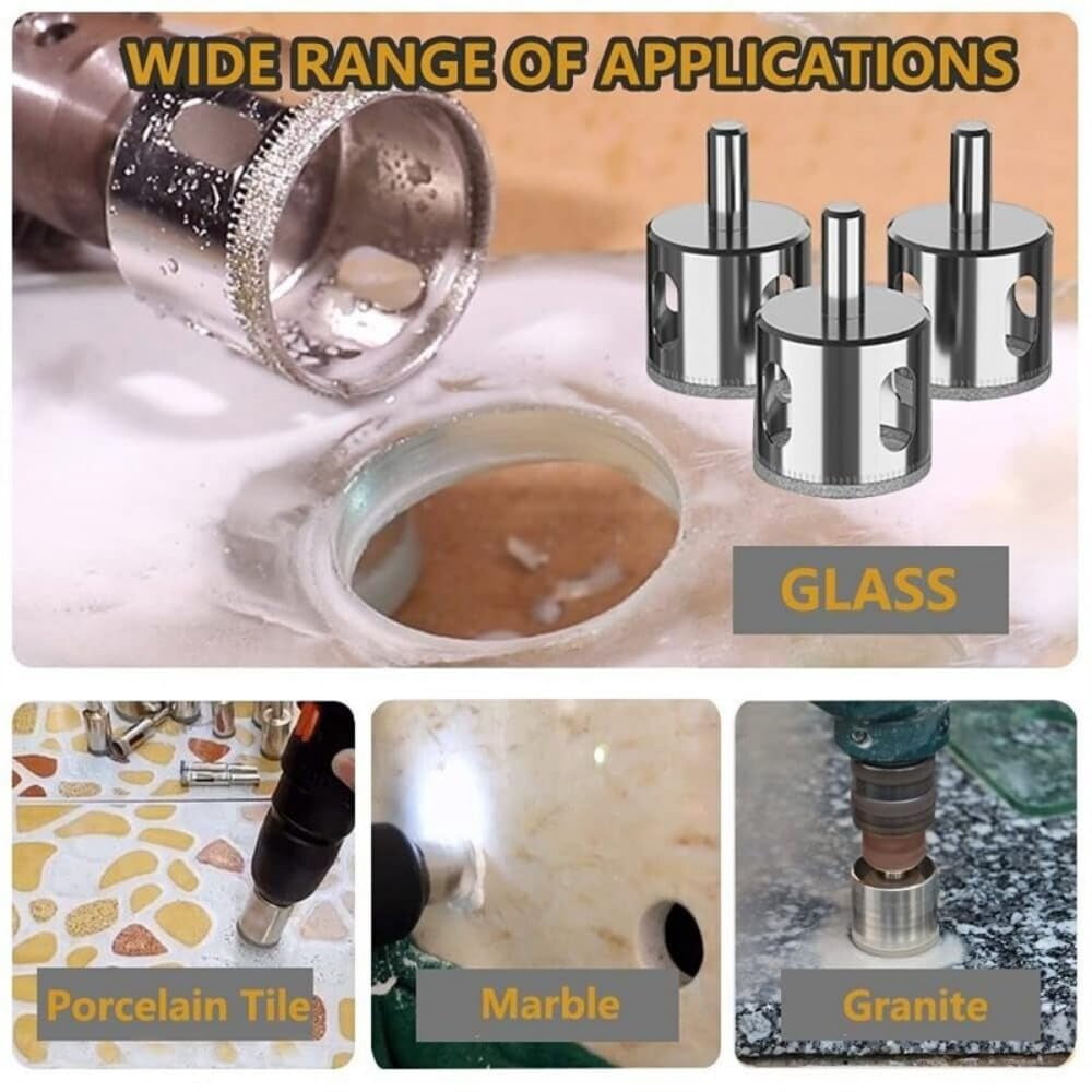 15 PCS Diamond Hole Saw Drill Bit Set 15 Sizes Nickel Plated Glass Drill Bits For Glass Ceramic Tile Bottles Block Jars And Fiberglass Ceramic Tiles
