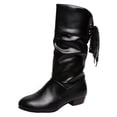 thumbnail image 4 of Women's Shoes Popularity Fashion Solid Color British Style Flat Bow Lacing High Boots, 4 of 9