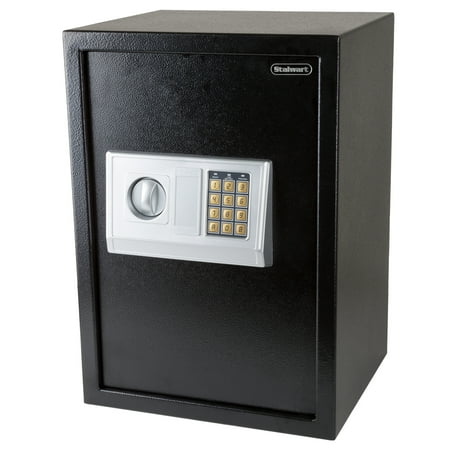 Stalwart Steel Digital Safe Box with Keypad and Manual Override Key Black