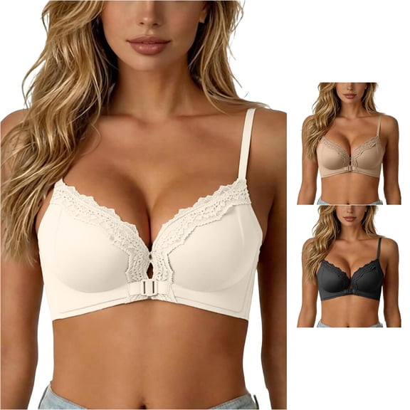 Rhuody Bras Strapless Bra Wireless Front Closure Push Up Padded Tube Jelly Bra Strapless Bras Basic Casual Undergarment