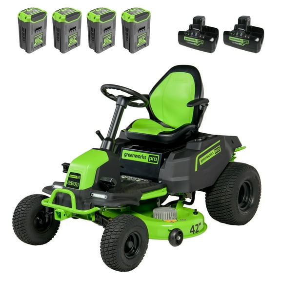 Greenworks 60V 42" Cordless Battery CrossoverT Riding Mower   (4) 8.0Ah Batteries & (2) Turbo Chargers 7432002