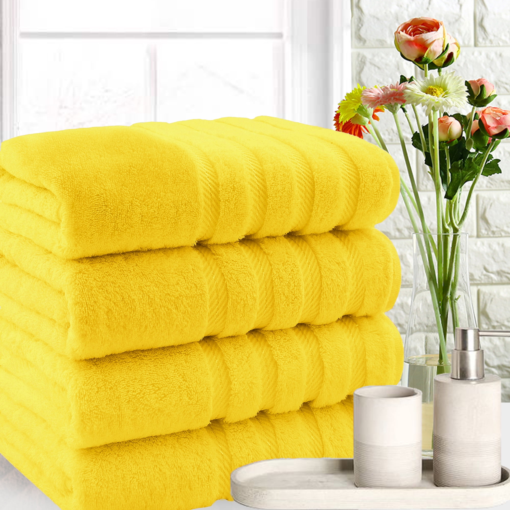 Vintage Burlington Towel Set - USA Made - Yellow Cotton House Collection -  10 pc