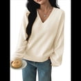 thumbnail image 2 of Suéter de Larga de Otoño para Mujer, Cuello en V, Informal, Ligero, de Punto M, 2 of 9