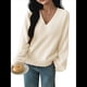 thumbnail image 2 of Suéter de Larga de Otoño para Mujer, Cuello en V, Informal, Ligero, de Punto L, 2 of 9
