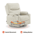 thumbnail image 5 of MCombo Power Recliner, Electric Swivel Glider Rocker Recliner Chair for Nursery with Vibration and Heat, USB Ports, Cup Holders and Pockets, Faux Leather 7785, 5 of 6