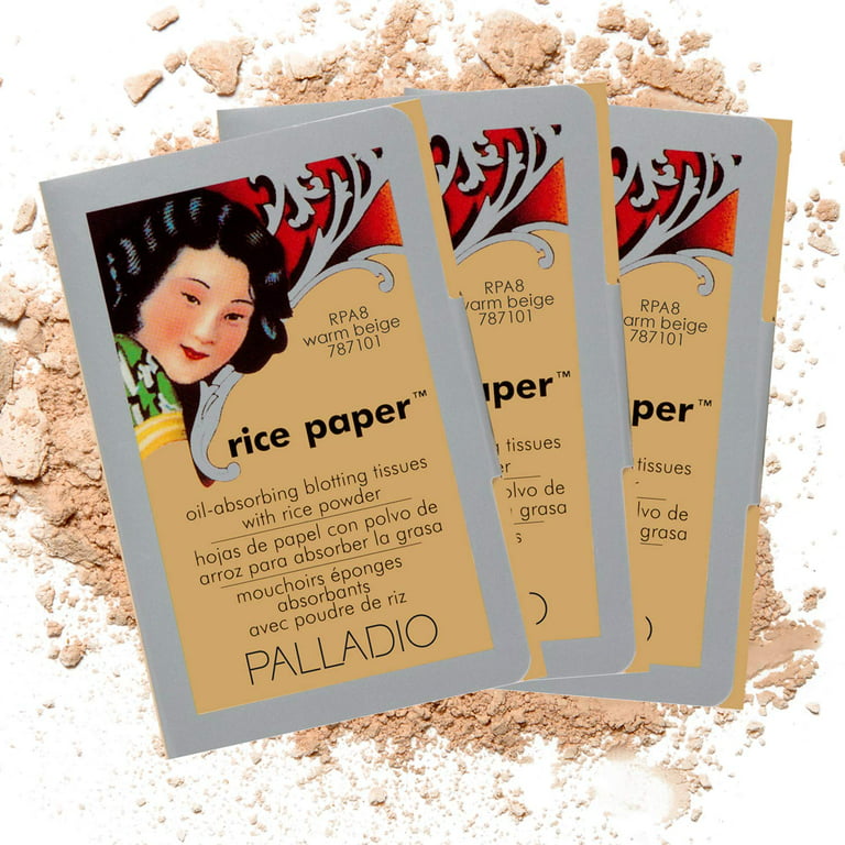 Palladio Rice Paper Facial Tissues for Oily Skin, Face Blotting Sheets Made  from Natural Rice, Oil Absorbing Paper with Rice Powder, 2 Sided, Instant  Results, Warm Beige, 40 Count, Pack of 3 