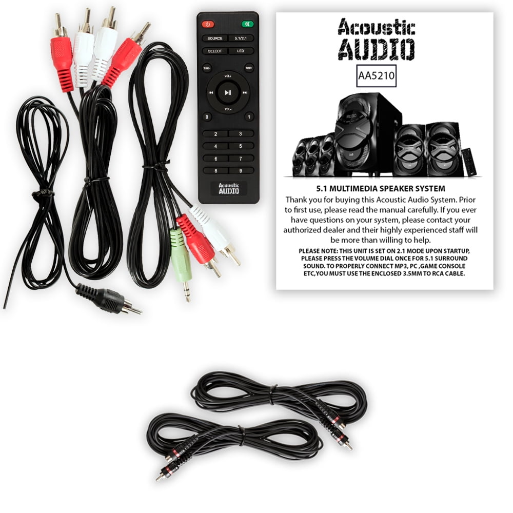Led Lights Fm And 5 Extension Cables Acoustic Audio Aa5210 Home Theater 5 1 Speaker System With Bluetooth Surround Sound Systems Electronics Rayvoltbike 