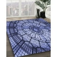 thumbnail image 3 of Ahgly Company Tapis d'Intérieur Rectangulaire Transitionnel Bleu Lavable à la Machine, 6 Pieds x 9 Pieds, 3 of 7