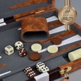 thumbnail image 3 of Backgammon Set for Adults, 15 Inch Folding Travel Board Game with 32 Playing Pieces, Dice Cups, Doubling Cube and PU Leather Case, 3 of 11