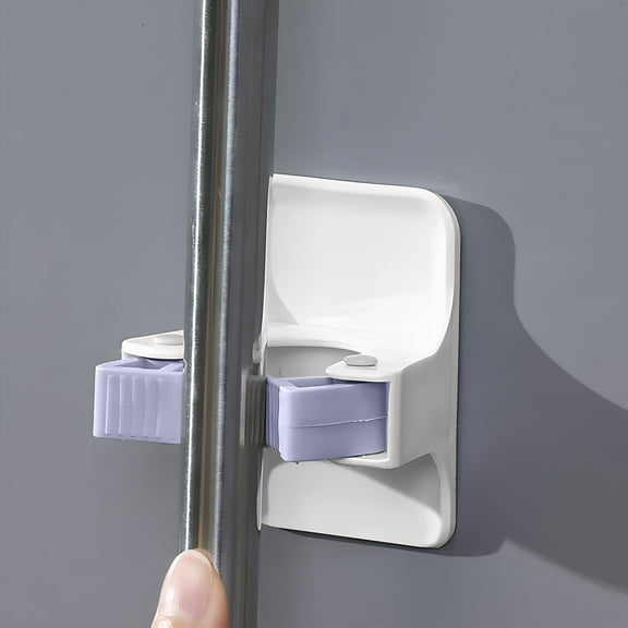Bathroom Mop Clip, Wall Mounted No Punch, Kitchen Broom Holder, Strong Adhesive, ABS Material, High Weight-Bearing Capacity, Easy to Use, Multifunctional for Cleaning Tools
