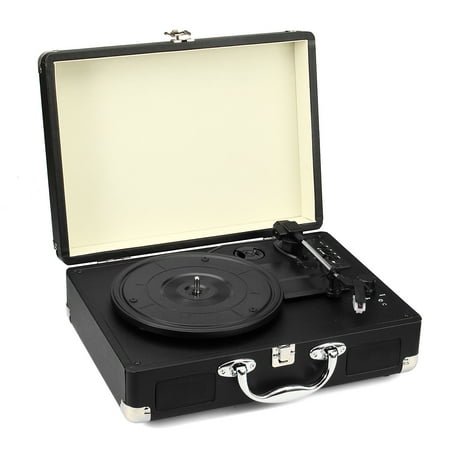 - Vintage Classic Suitcase Turntable Phonograph Black Multifunction Support bluetooth/USB/SD/FM Headphone Built-in Stereo Speaker Record Player CE RoHS Certification Home Audio