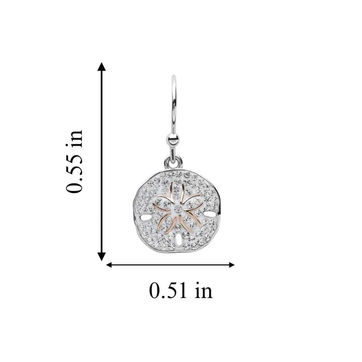 Sterling Silver Sand Dollar Drop Earrings with Clear Crystals