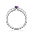 thumbnail image 2 of ANGARA Natural 0.45 Ct. Amethyst with Diamond Side Stones Ring in 14K White Gold for Women (Ring Size: 4.5), 2 of 8