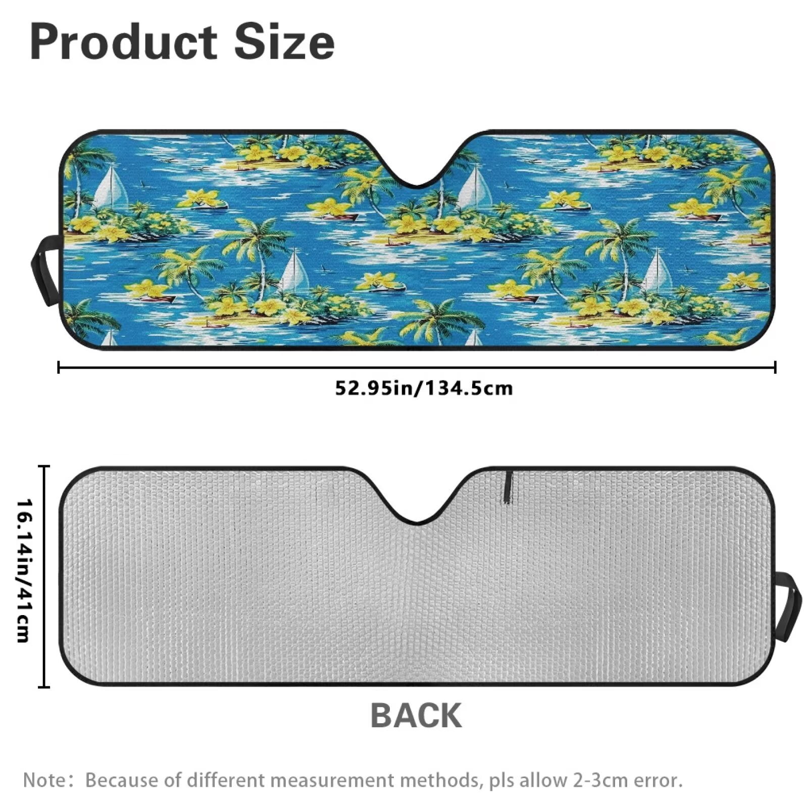 Uorisanigo Foldable Windshield Sun Shade Hawaiian Sailboat Print Sunshade Front Window Shield Fit for Jeep Wrangler JL 2/4 Door & 2024 2025 Jeep Wrangler 4XE ,Keep Car Interior Cooler