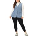 thumbnail image 2 of Agnes Orinda Plus Size Jeans Vests for Women Button Down V Neck Waistcoat Sleeveless Denim Vest 1X Grey Blue, 2 of 7