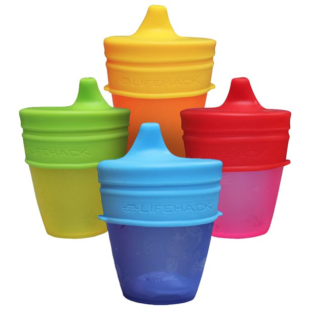 MrLifeHack Any Cup SpillProof Soft Spout Sippy Cup Lids Silicone, 4