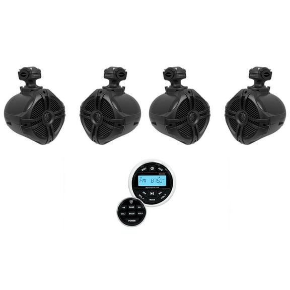 Rockville RGHR2 Marine Bluetooth Receiver, USB Remote 4) 6.5" Wakeboard Speakers