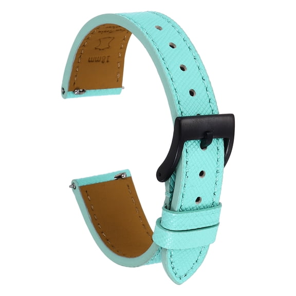 Uxcell Genuine Leather Watch Band 19mm Quick Release Replacement Watch Strap with Stainless Steel Black Buckle for Men Women, Green