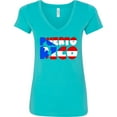 thumbnail image 3 of Inktastic Puerto Rico Flag in Text Women's V-Neck T-Shirt, 3 of 5
