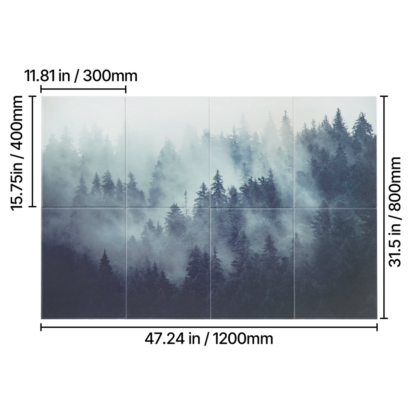 KFFKFF Set of 8 Artistic Acoustic Panels, Dimensions 63 x 23.62 x 0.4 inch, Wall-Mounted Soundproof Tiles, Stick-On Design for Noise Reduction, Ideal for House, Workplace, Recording Studio