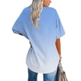 thumbnail image 2 of Trendy Plus Size Tops for Women Short Sleeve Gradient Color V Neck Blouses Loose Fit Tunic Top Casual Tshirts (3XL, Light Blue #A), 2 of 7