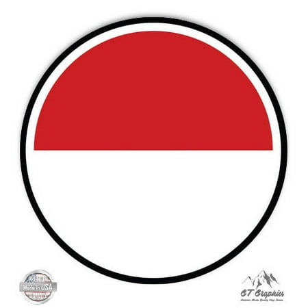 Indonesia Flag - 3" Vinyl Sticker - For Car Laptop I-Pad Phone Helmet Hard Hat - Waterproof Decal