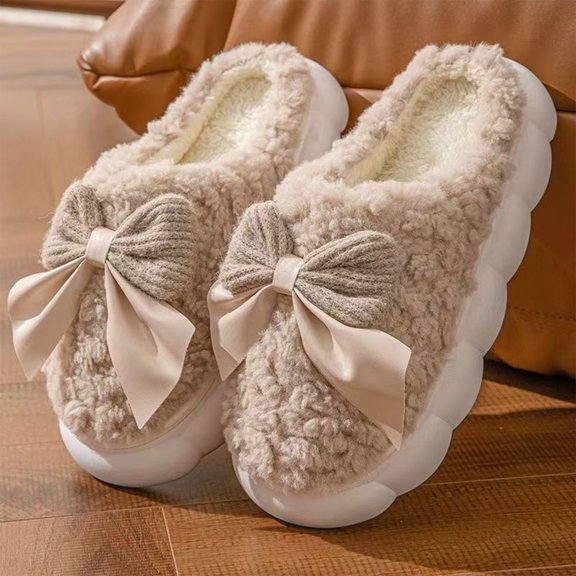 KEVCHE Womens Fuzzy Slippers , Cozy Warm Cushion Anti-Slip Grip , Indoor Outdoor House Slippers (Coffee )