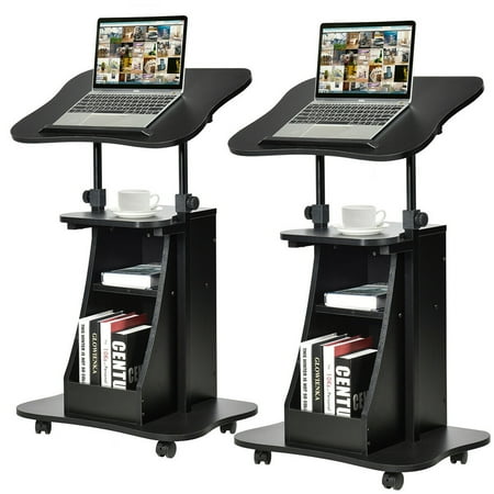 Gymax Set of 2 Sit-to-Stand Laptop Desk Cart Rolling Mobile Height Adjustable price history on PriceWatchPro