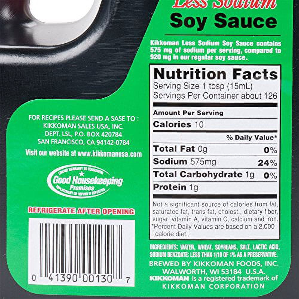 Kikkoman Lite Soy Sauce, 64-Ounce Bottle (Pack of 1)