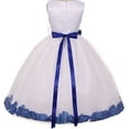 thumbnail image 2 of Big Girls' Elegant Satin Ribbon Sash Petals Flowers Girls Dresses Ivory Coral 14, 2 of 2