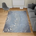thumbnail image 2 of Mandala Turkish Area Rug, Vintage Cosmos Oriental Breeze Pattern Swirled Floral Leaves Art, Soft Carpet for Living Room Decor with Distressed Look, 2.6' x 5', Purpleblue, by Ambesonne, 2 of 4