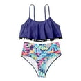 thumbnail image 2 of Daisyyozoid Women's Swimsuit Plus Size Ladies Fashion Flower Print Minimalistic Ruffle Small Hairball Vest Suit, 2 of 5