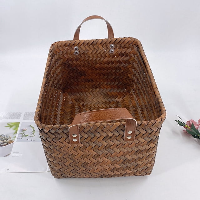 unbranded Cesta De Almacenamiento Tejida Para Dormitorio Y Ropa Sucia Con Asas Resistentes Café