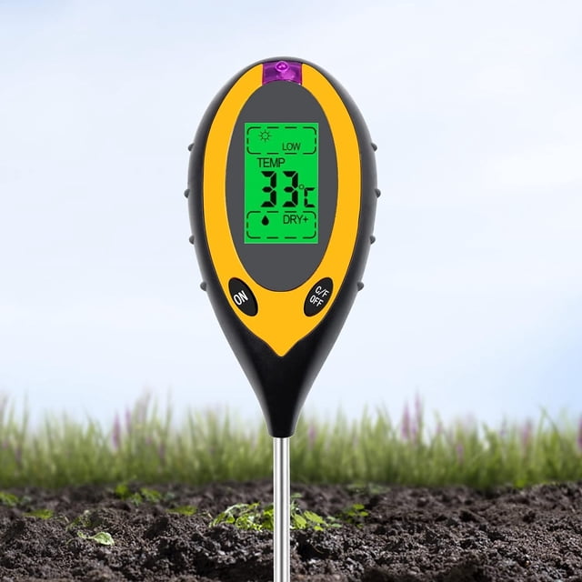 Probador de suelo 4 en 1, medidor de PH del suelo, Monitor de agua para plantas de jardín, césped, plantas agrícolas, interior y exterior (NO incluye batería)