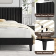 thumbnail image 4 of Yaheetech Upholstered Platform Bed Frame with Channel Tufted Headboard, Queen, Black, 4 of 9