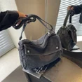 thumbnail image 5 of Bolso cruzado vaquero de color liso con cierre de cremallera, superventas 2024, sencillo, moderno, bolso de hombro, suave, versátil, de gran capacidad, 5 of 5