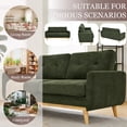 thumbnail image 4 of MOONMISS 67" Velvet Loveseat Couch, Modern Small Sofa With Walnut Wood Legs 2-seater Fabric Upholstered Mini Sofa Couches For Small Space,living Room Bedroom Office Dorm Apartment,Green, 4 of 6
