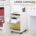 thumbnail image 3 of White Vertical Filing Cabinet with Lock - Mobile Office Storage, 23.6" High, 2 Keys & Wheels for Home & Office Use - Particle Board Cabinet, 3 of 7