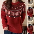 thumbnail image 2 of Zhanying Christmas Chandail de Noël en Molleton Doublé Rouge Chandail de Fête Laid pour Femme Col Rond Rouge Sweater, 2 of 5