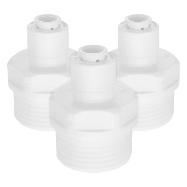 Conector para purificador de agua (3 piezas): adaptador de tubo de 3/4 a 1/4, conexión rápida y recta, accesorios para sistemas de ósmosis inversa con autobloqueo para el hogar.