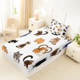 thumbnail image 2 of Manfei Funny Kitten Twin Fitted Sheet, Kawaii Cat Lover Bedding, White, 2 Pieces, 1 Fitted Sheet and 1 Pillowcase, 2 of 6