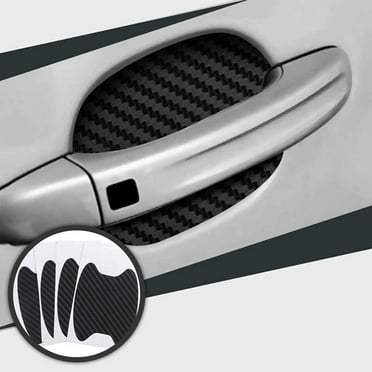 Car Door Handle Cup Protector 3D Carbon Fiber Door Handle Scratch Protector Transparent Door Protectors for Vehicles (Black)