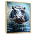 thumbnail image 2 of Designart "Powerful Hippo Waters Reflect in Grey III" Animals Framed Wall Art - Modern Grey Hippopotamus Entryway Framed Wall Art Print, 2 of 6